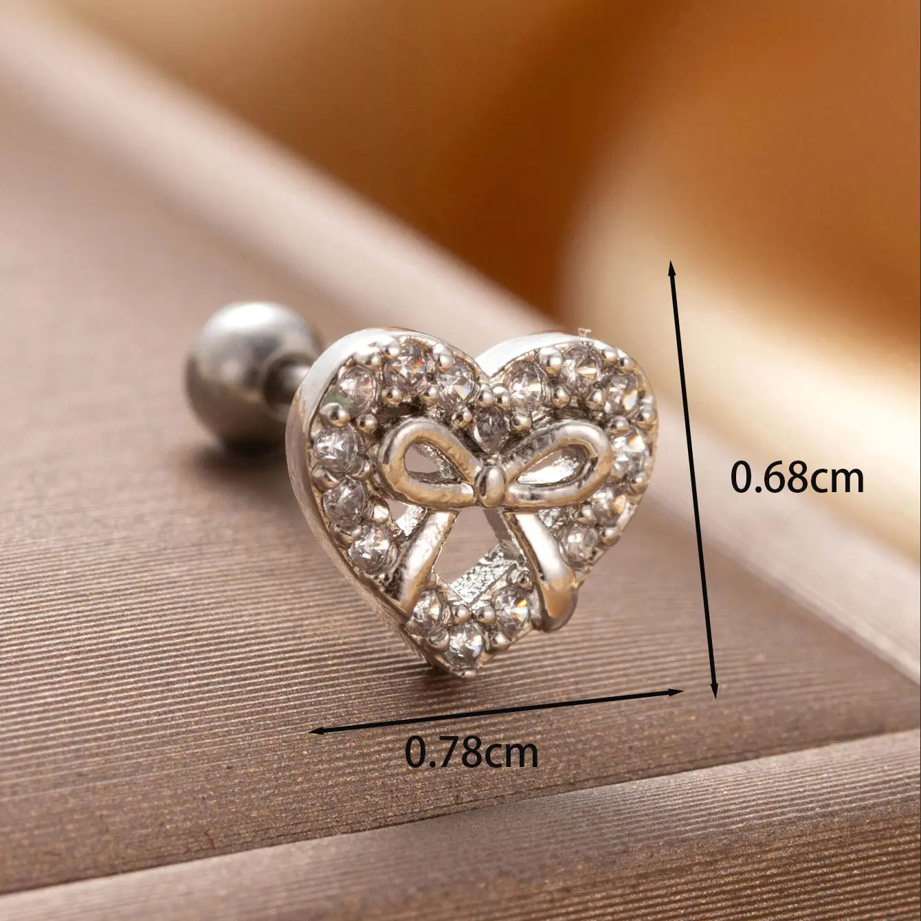 1 Piece Simple Series Classic Heart Copper   Gold Color Zircon Women's Stud Earrings h5 